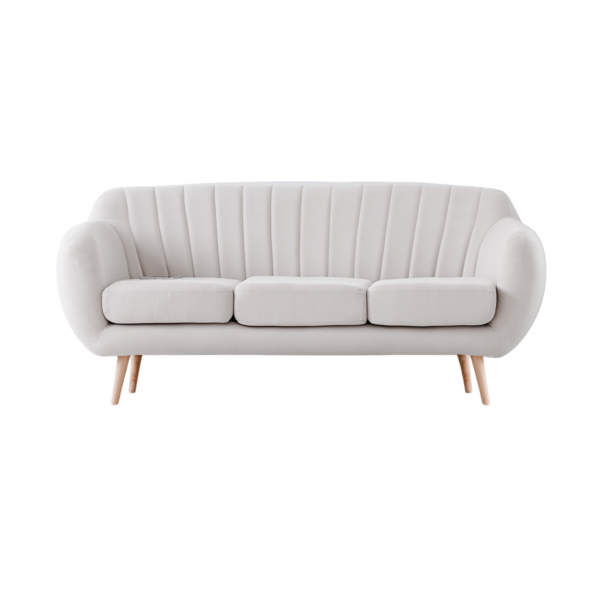 Sierra Serene White Channel-Tufted Sofa