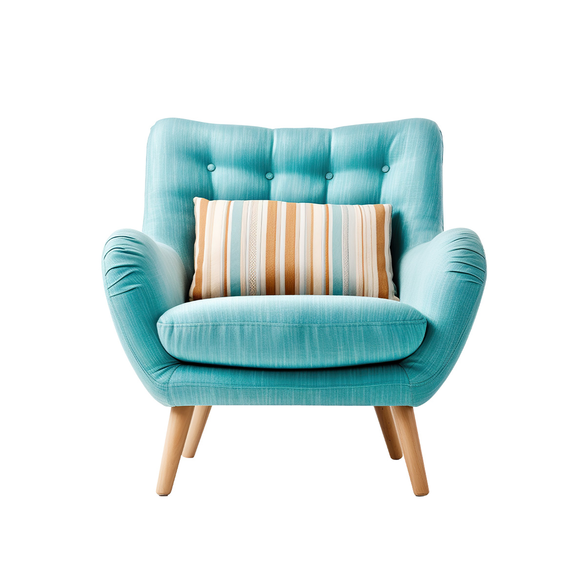 Sierra Modern Blue Armchair with Striped Pillow