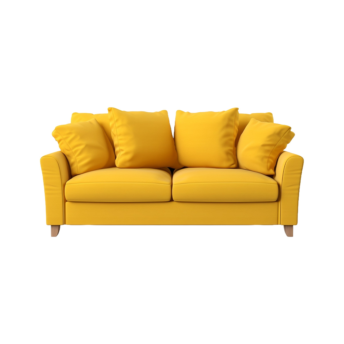 Sierra Modern Yellow Two-Seater Sofa with Pillows