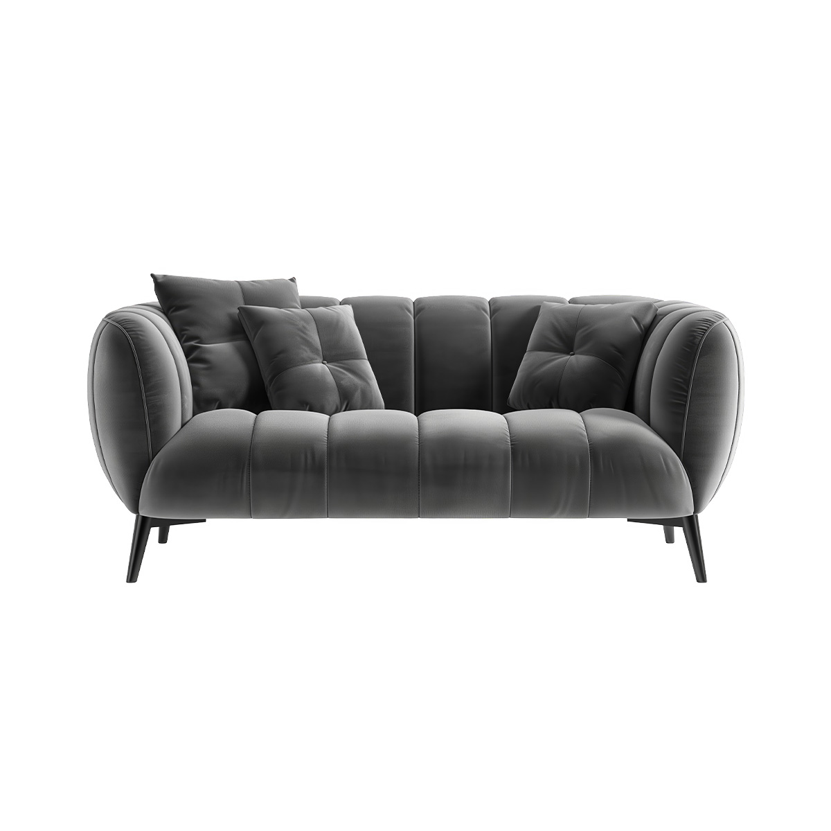 Sierra Modern Grey Channel-Tufted Loveseat with Pillows