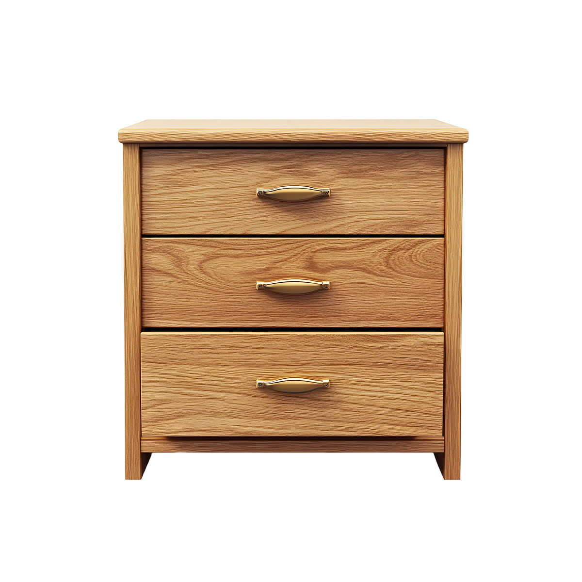 Sierra Natural Wood Three-Drawer Bedside Table